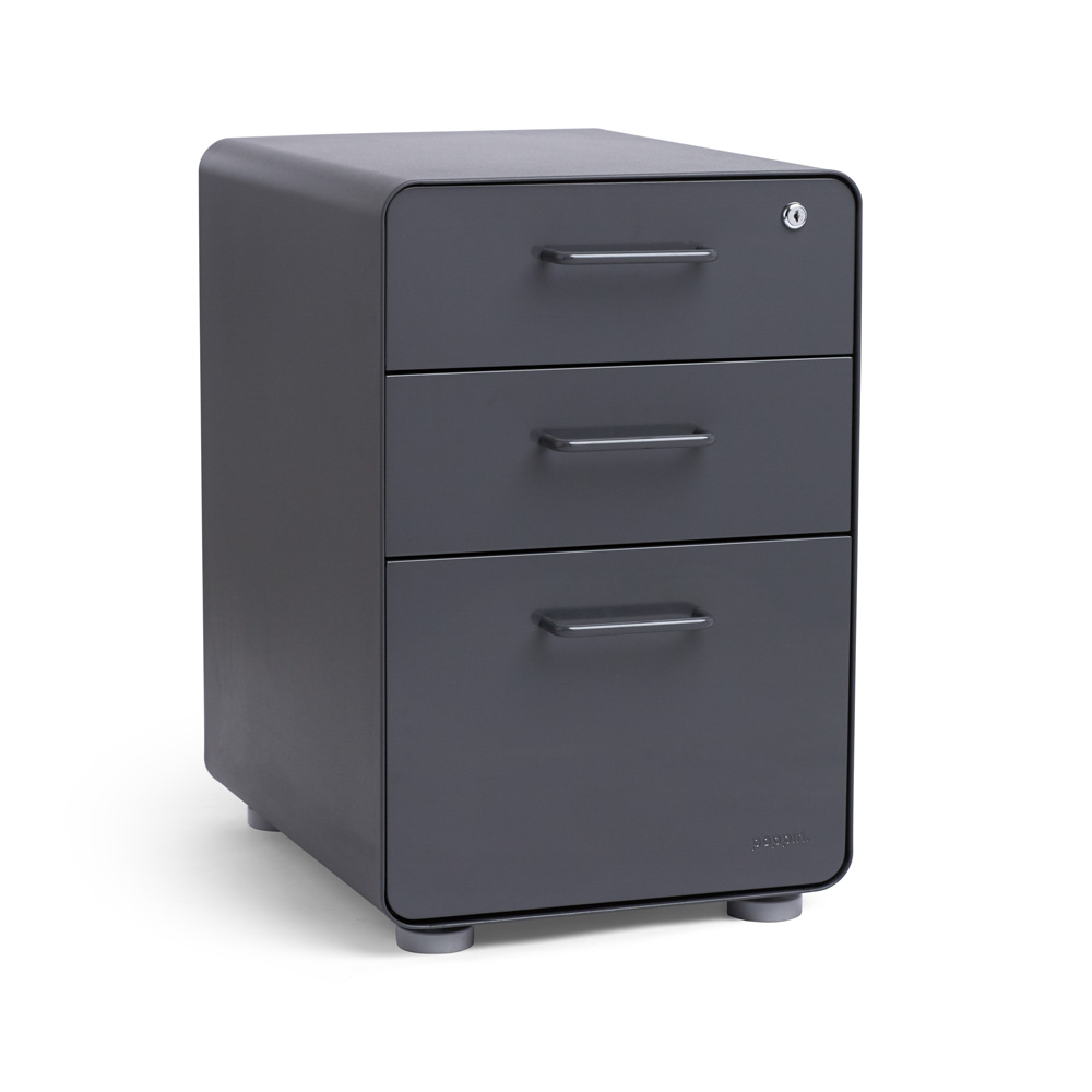 Charcoal Stow 3 Drawer File Cabinet Poppin
