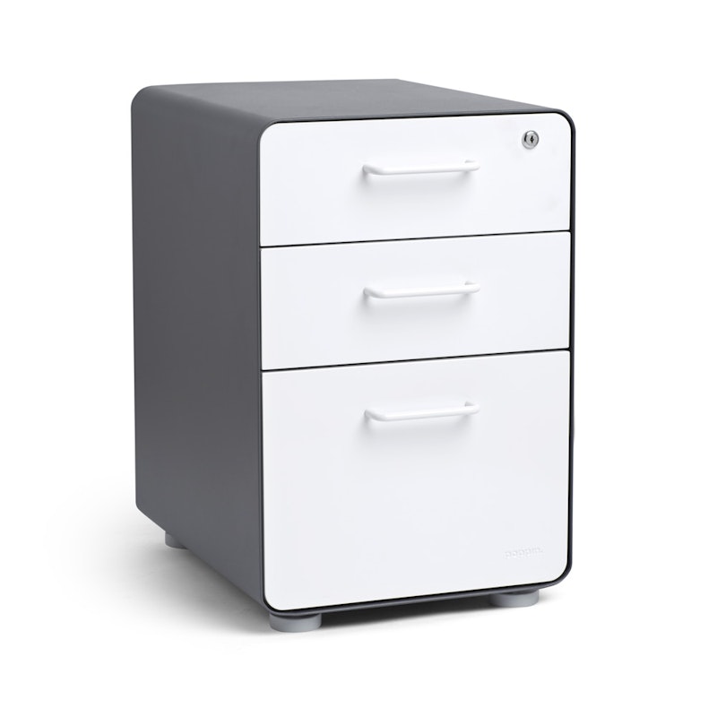 Charcoal + White Stow 3-Drawer File Cabinet,White,hi-res image number 0.0