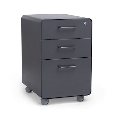 Charcoal Stow 3-Drawer File Cabinet, Rolling
