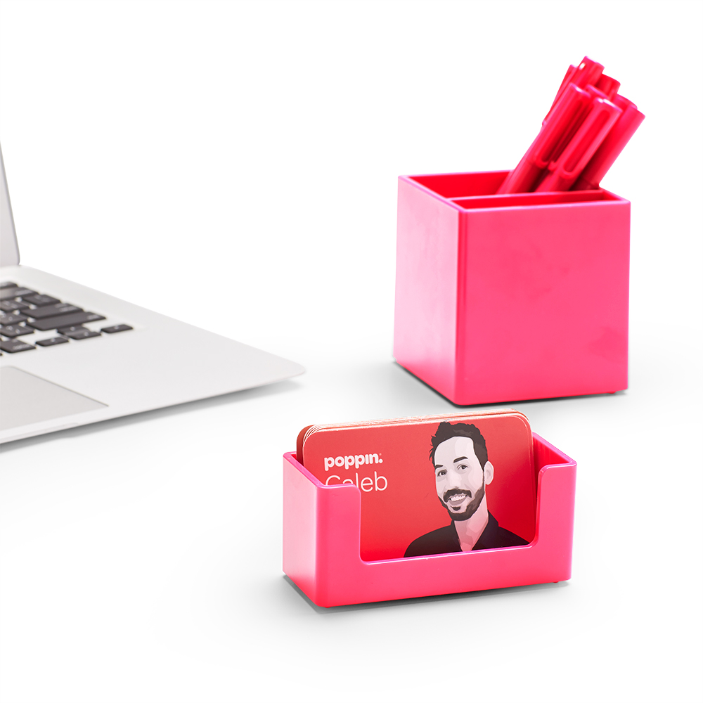 Pink Business Card Holder Desk Accessories Poppin