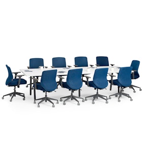 Series A Conference Table, White, 124x42", Charcoal Legs