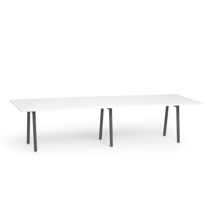 Series A Conference Table, White, 124x42", Charcoal Legs,White,hi-res image number 1.0