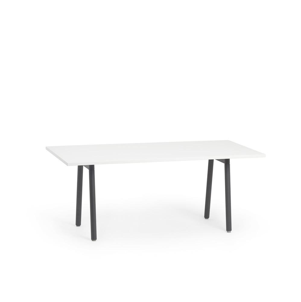Series A Executive Desk, White, 72", Charcoal Legs,White,hi-res