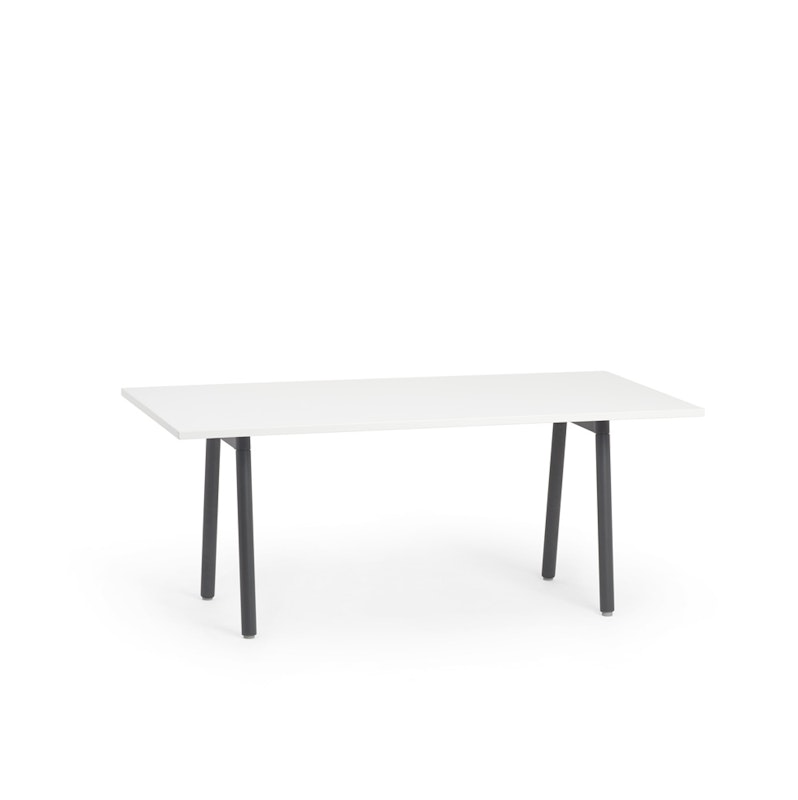 Series A Executive Desk, White, 72", Charcoal Legs,White,hi-res image number 2