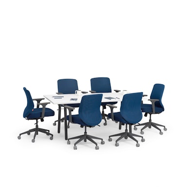 Series A Conference Table, White, 72x36", Charcoal Legs