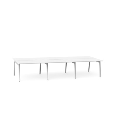Series A Double Desk for 6, White, 47", White Legs