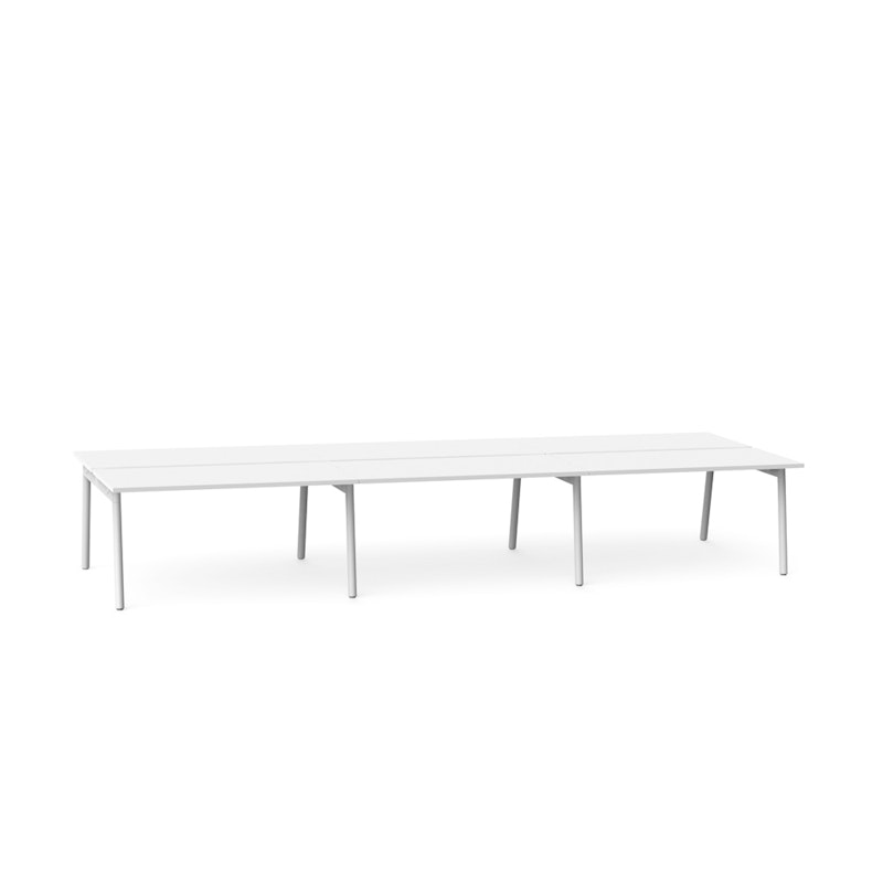 Series A Double Desk for 6, White, 57", White Legs,White,hi-res image number 0.0