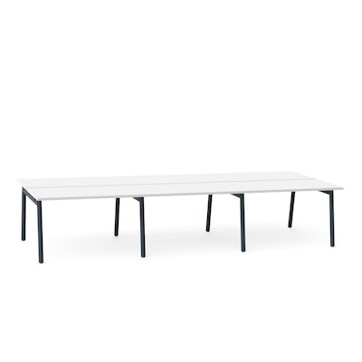Series A Double Desk for 6, White, 47", Charcoal Legs