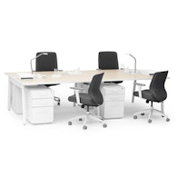 Series A Double Desk For 4, White Legs,,hi-res