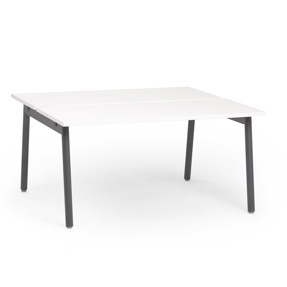 Series A Double Desk for 2, White, 57", Charcoal Legs,White,hi-res
