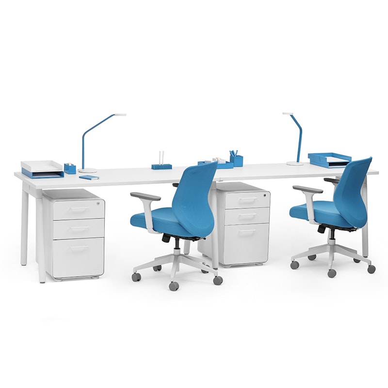 Series A Single Desk for 2, White, 57", White Legs,White,hi-res image number 0.0
