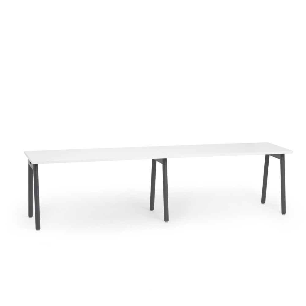 Series A Single Desk for 2, White, 57", Charcoal Legs,White,hi-res