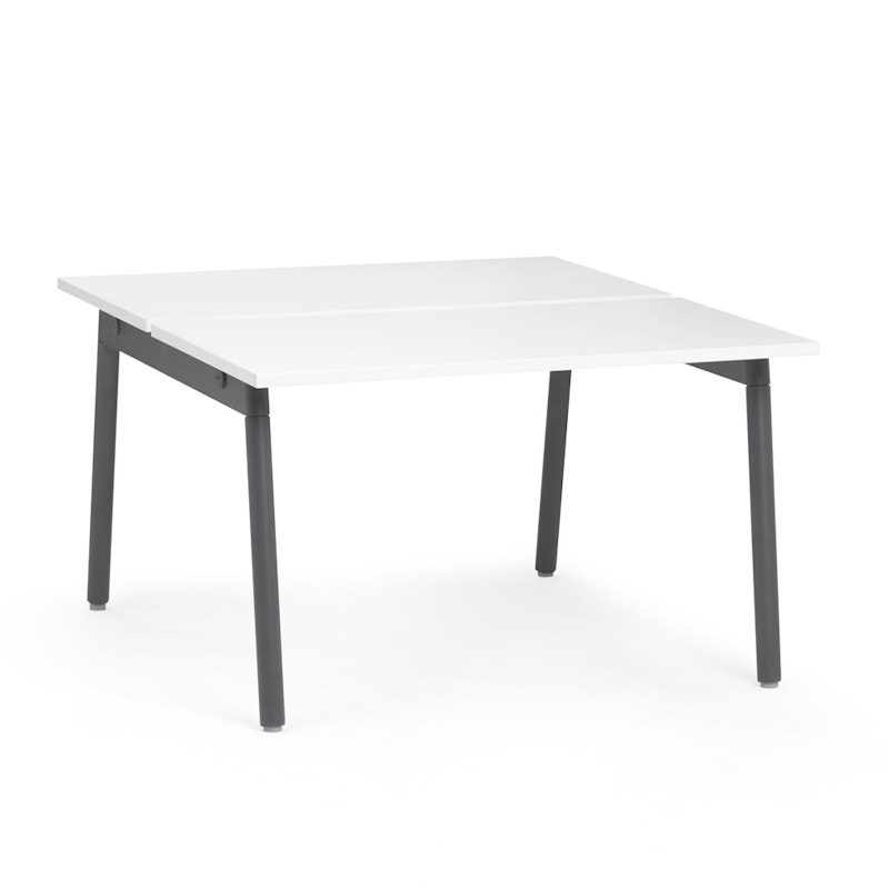 Series A Double Desk for 2, White, 47", Charcoal Legs,White,hi-res image number 1.0