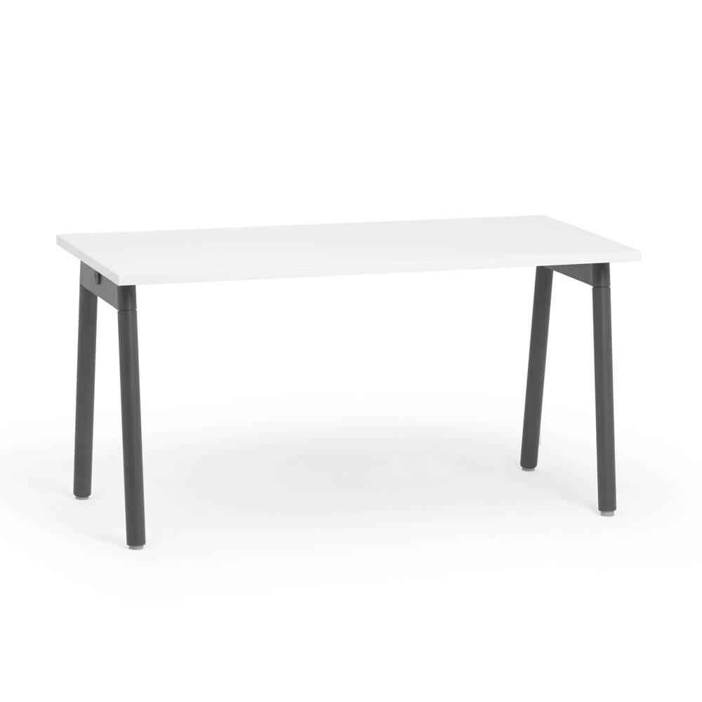 Series A Single Desk for 1, White, 57", Charcoal Legs,White,hi-res