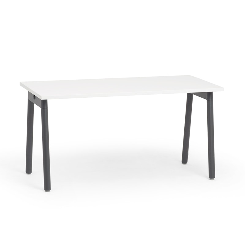 Series A Single Desk for 1, White, 57", Charcoal Legs,White,hi-res image number 1.0
