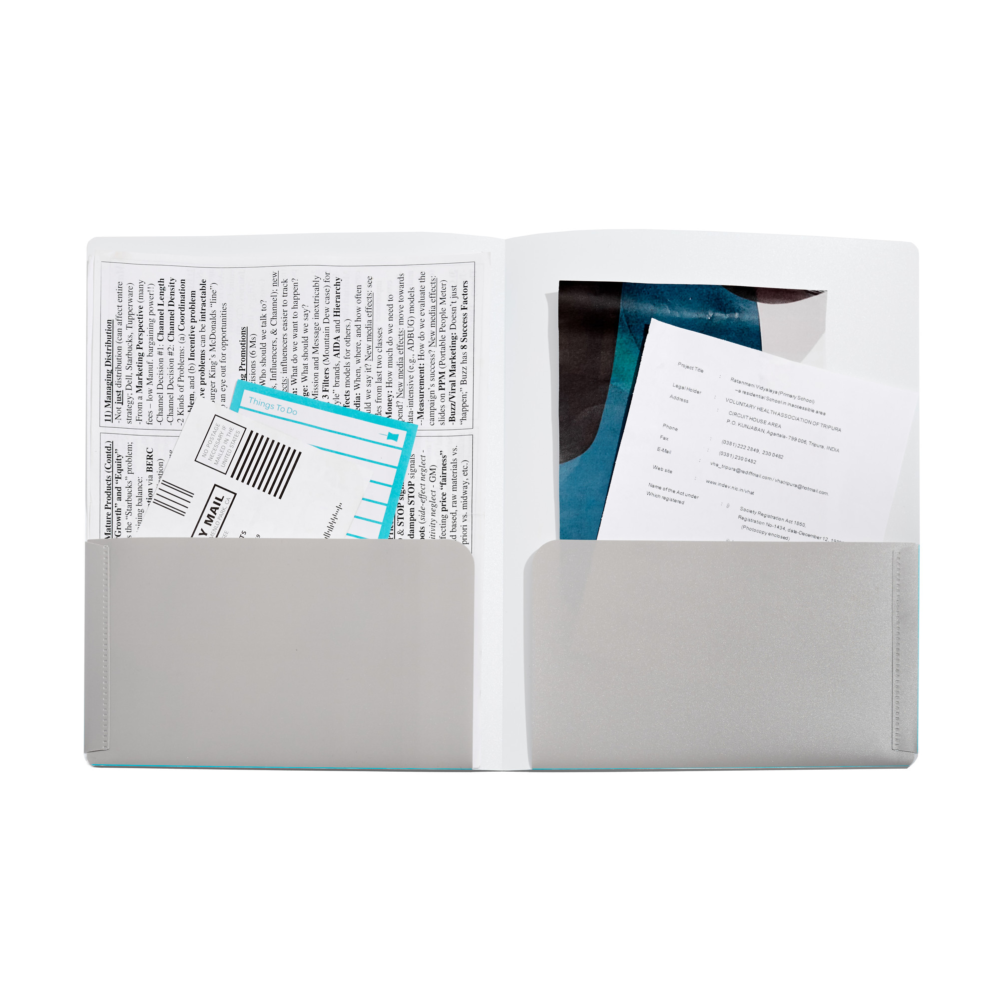 Aqua + Light Gray 2-Pocket Poly Folder,Aqua,hi-res