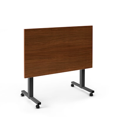 Irons Flip Top Training Table, Walnut, 47", Charcoal Legs,Walnut,hi-res