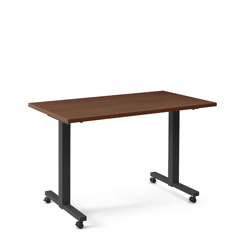 Irons Flip Top Training Table, Walnut, 47", Charcoal Legs,Walnut,hi-res image number 1