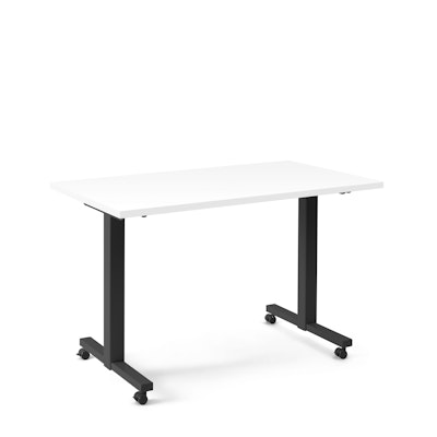 Irons Flip Top Training Table, White, 47", Charcoal Legs