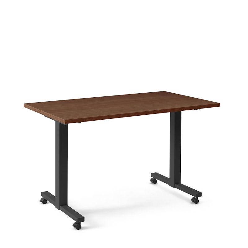 Irons Flip Top Training Table, Walnut, 57", Charcoal Legs,Walnut,hi-res image number 0.0