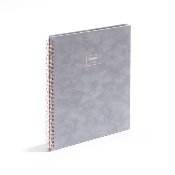 Dove Gray Velvet Large Spiral Notebook,Dove Gray,hi-res