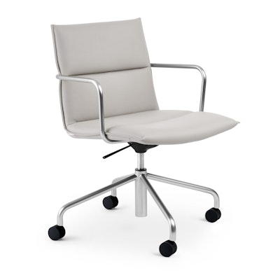 Light Gray Meredith Meeting Chair, Mid Back, Nickel Frame
