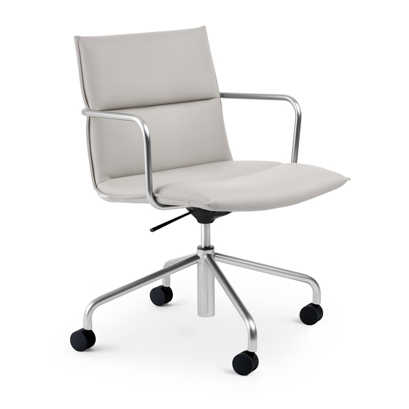 Light Gray Meredith Meeting Chair, Mid Back, Nickel Frame,Light Gray,hi-res image number 0.0