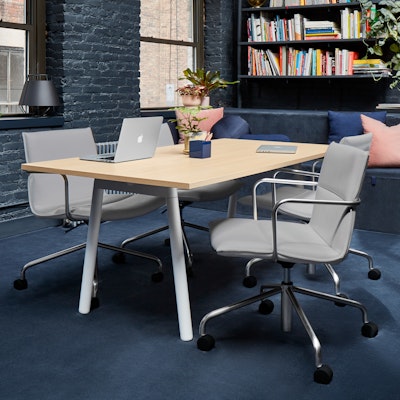 Light Gray Meredith Meeting Chair, Mid Back, Nickel Frame,Light Gray,hi-res