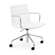 White Meredith Meeting Chair, Mid Back,White,hi-res