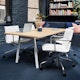 White Meredith Meeting Chair, Mid Back, Nickel Frame,White,hi-res