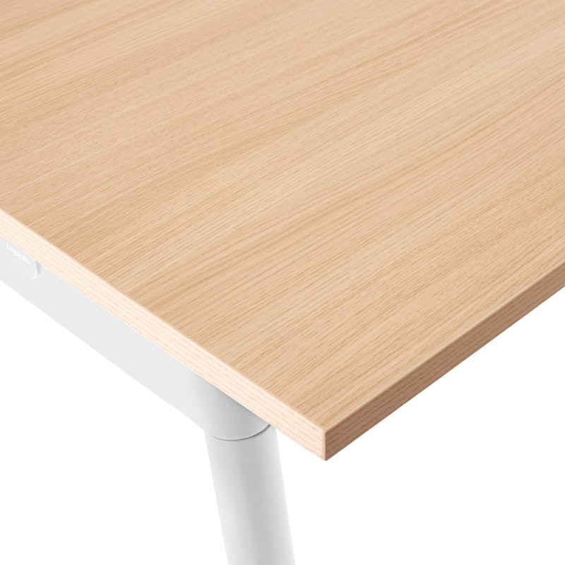 Series A Single Desk for 3, Natural Oak, 47", White Legs,Natural Oak,hi-res image number 4