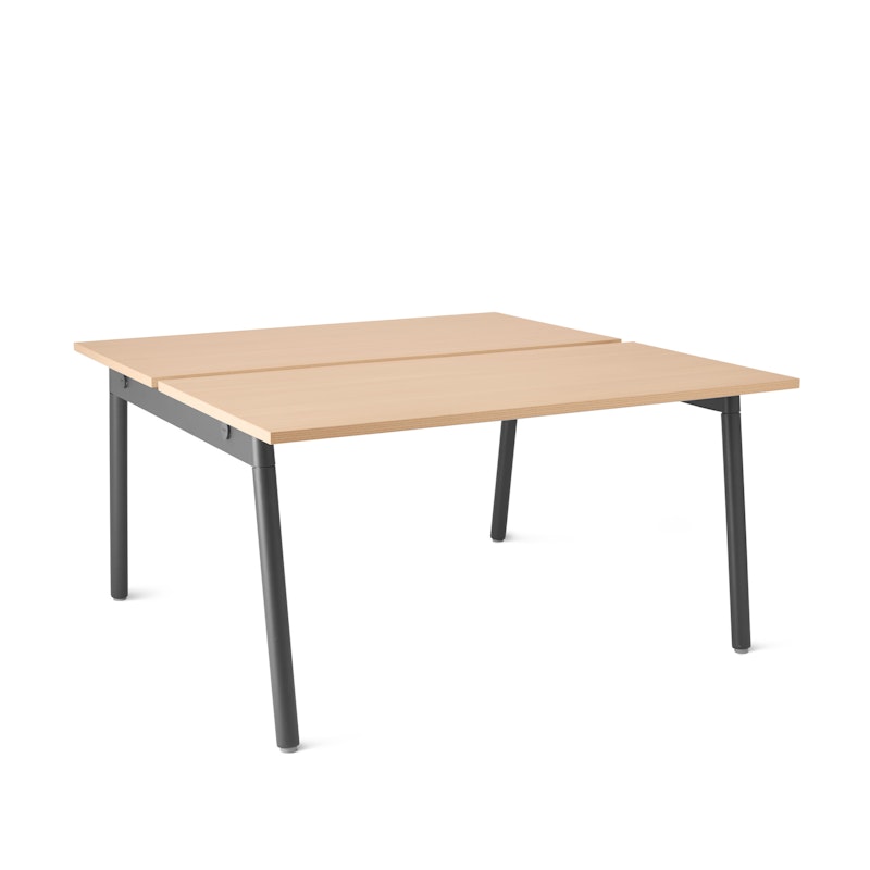 Series A Double Desk for 2, Natural Oak, 47", Charcoal Legs,Natural Oak,hi-res image number 1