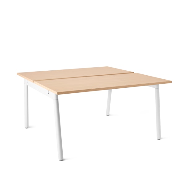 Series A Double Desk for 2, Natural Oak, 47", White Legs,Natural Oak,hi-res