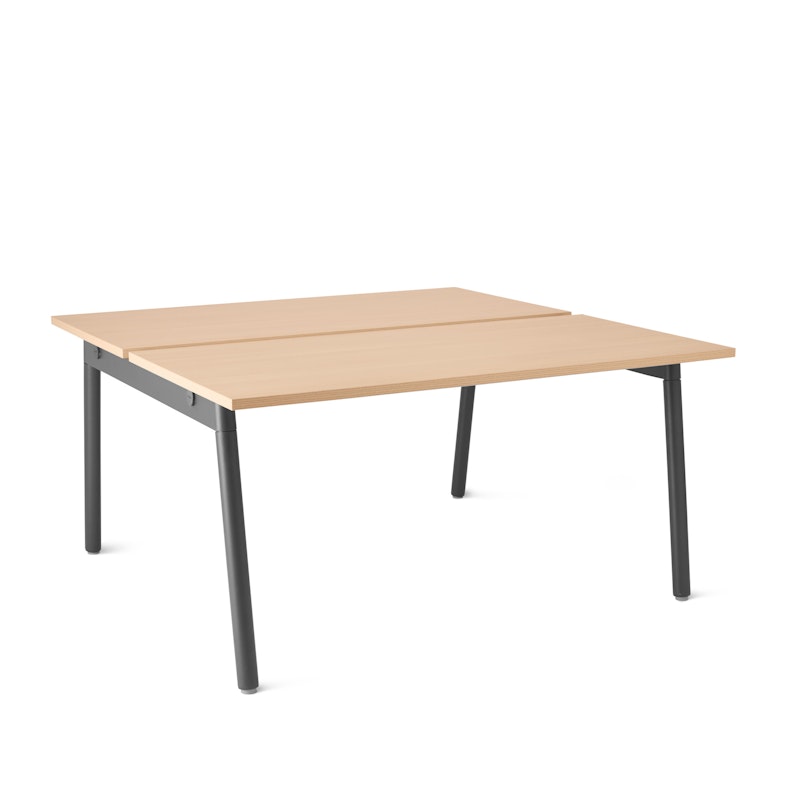 Series A Double Desk for 2, Natural Oak, 57", Charcoal Legs,Natural Oak,hi-res image number 0.0