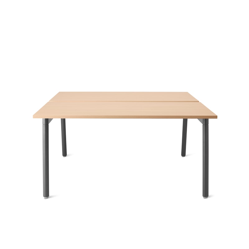 Series A Double Desk for 2, Natural Oak, 57", Charcoal Legs,Natural Oak,hi-res image number 2.0