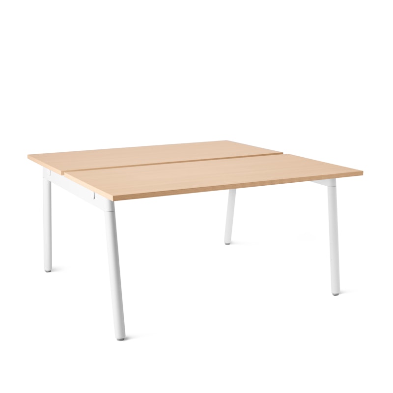 Series A Double Desk for 2, Natural Oak, 57", White Legs,Natural Oak,hi-res image number 0.0