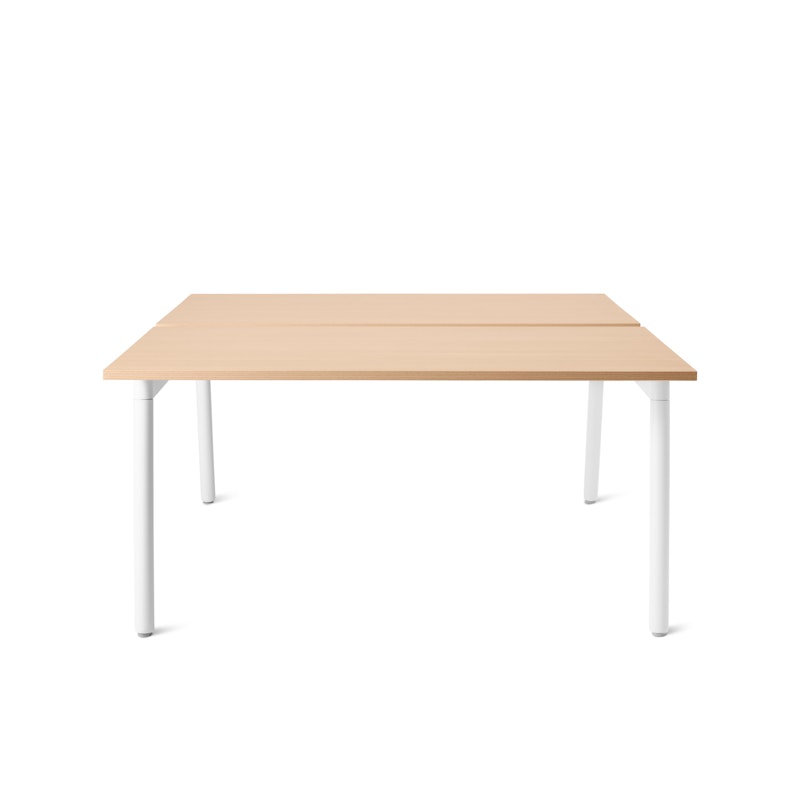 Series A Double Desk for 2, Natural Oak, 57", White Legs,Natural Oak,hi-res image number 2.0