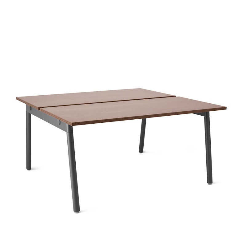 Series A Double Desk for 2, Walnut, 57", Charcoal Legs,Walnut,hi-res image number 0.0