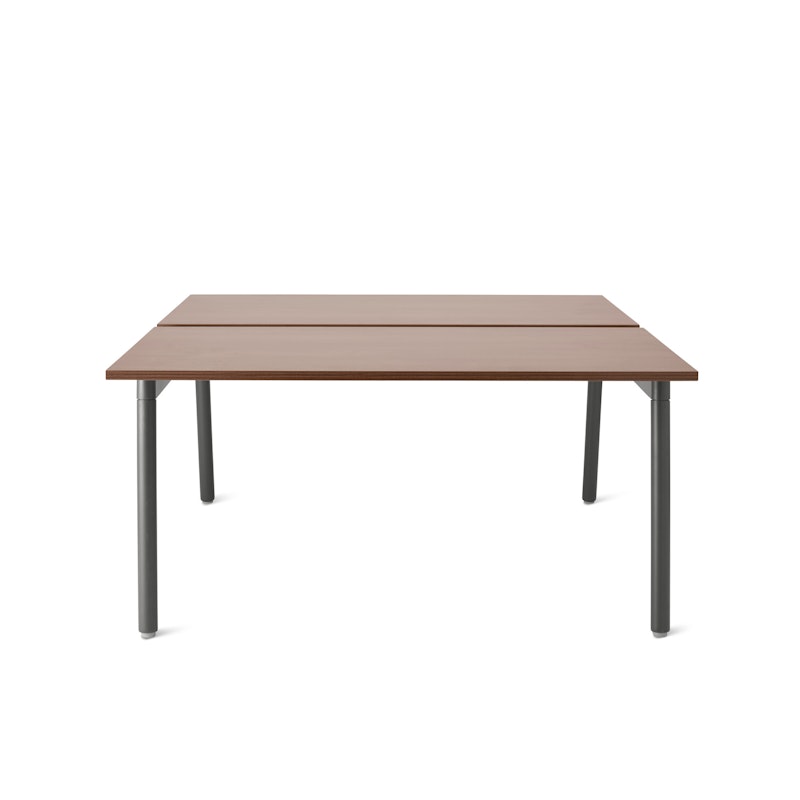 Series A Double Desk for 2, Walnut, 57", Charcoal Legs,Walnut,hi-res image number 2.0