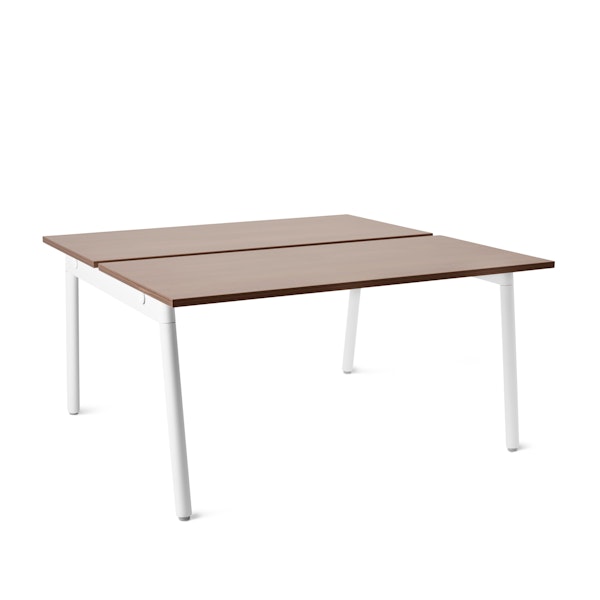 Series A Double Desk for 2, Walnut, 57", White Legs,Walnut,hi-res