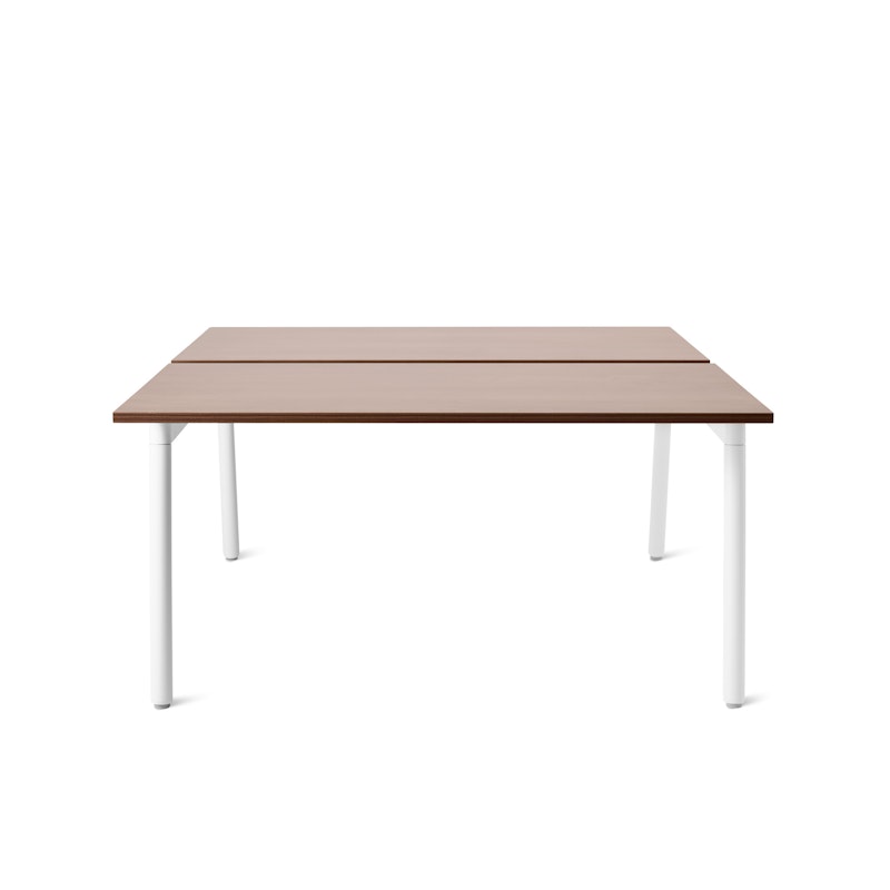 Series A Double Desk for 2, Walnut, 57", White Legs,Walnut,hi-res image number 2.0