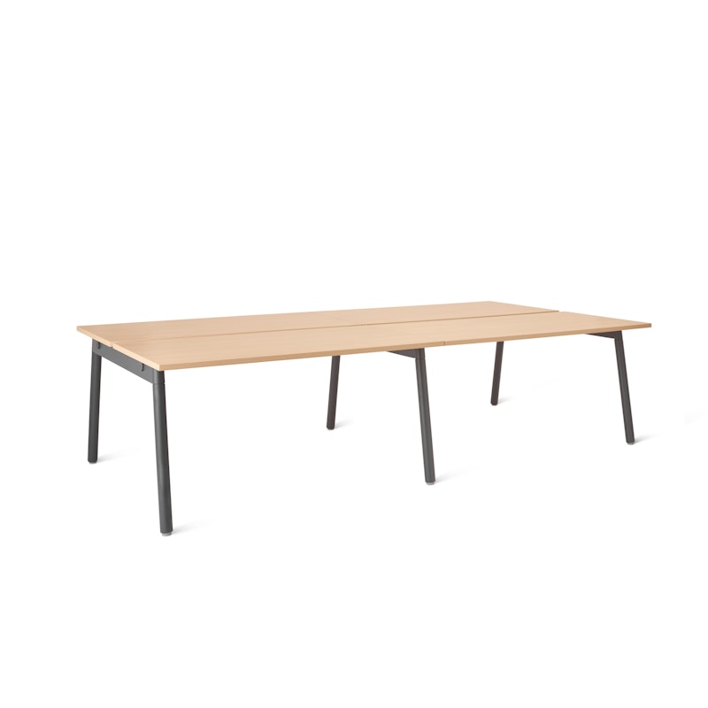 Series A Double Desk for 4, Natural Oak, 47", Charcoal Legs,Natural Oak,hi-res image number 0.0
