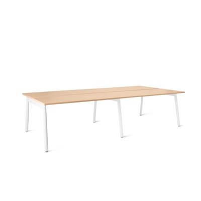 Series A Double Desk For 4, White Legs