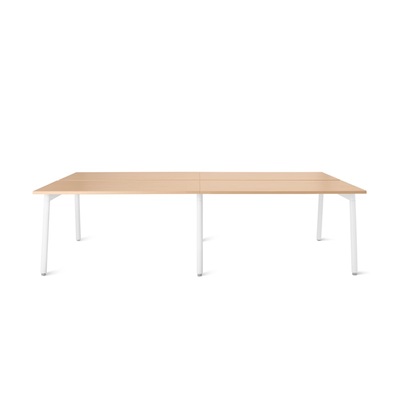 Series A Double Desk for 4, Natural Oak, 47", White Legs,Natural Oak,hi-res image number 1.0