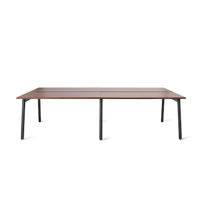 Series A Double Desk for 4, Walnut, 47", Charcoal Legs,Walnut,hi-res