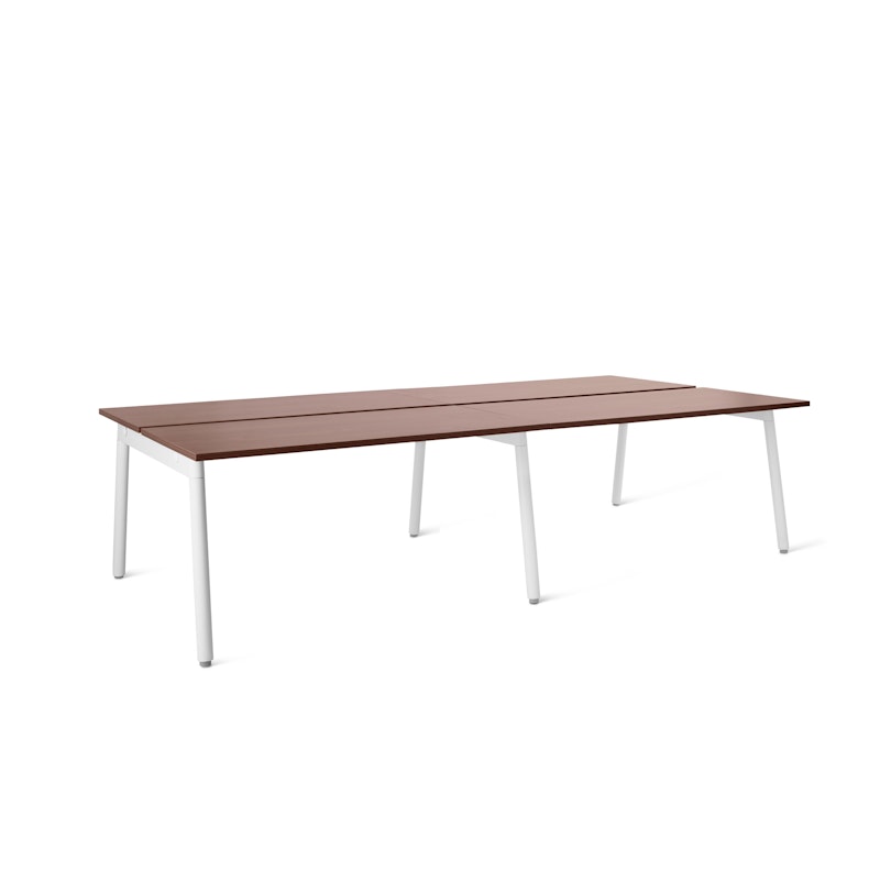 Series A Double Desk for 4, Walnut, 47", White Legs,Walnut,hi-res image number 0.0