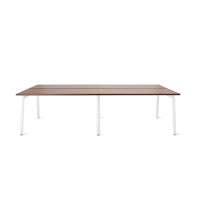 Series A Double Desk for 4, Walnut, 47", White Legs,Walnut,hi-res