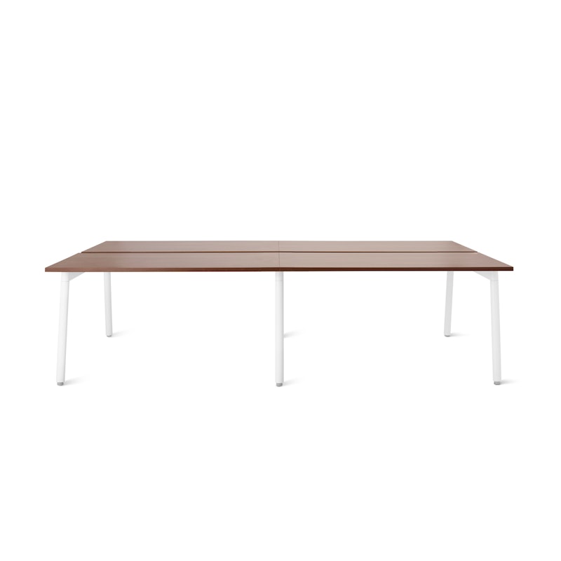 Series A Double Desk for 4, Walnut, 47", White Legs,Walnut,hi-res image number 2