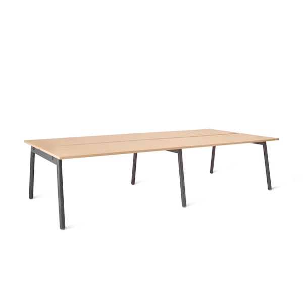 Series A Double Desk for 4, Natural Oak, 57", Charcoal Legs,Natural Oak,hi-res