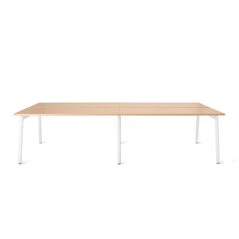 Series A Double Desk for 4, Natural Oak, 57", White Legs,Natural Oak,hi-res image number 2.0